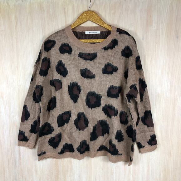 The Impeccable Pig Cheetah Leopard Animal Print Knit Pullover Sweater One Size - Picture 1 of 11